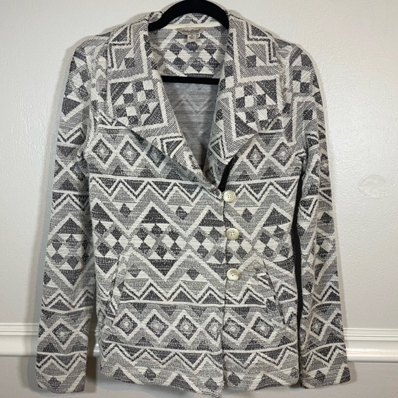 Lucky Brand Tribal Pattern Button Front Blazer Jacket Size M - Picture 9 of 13
